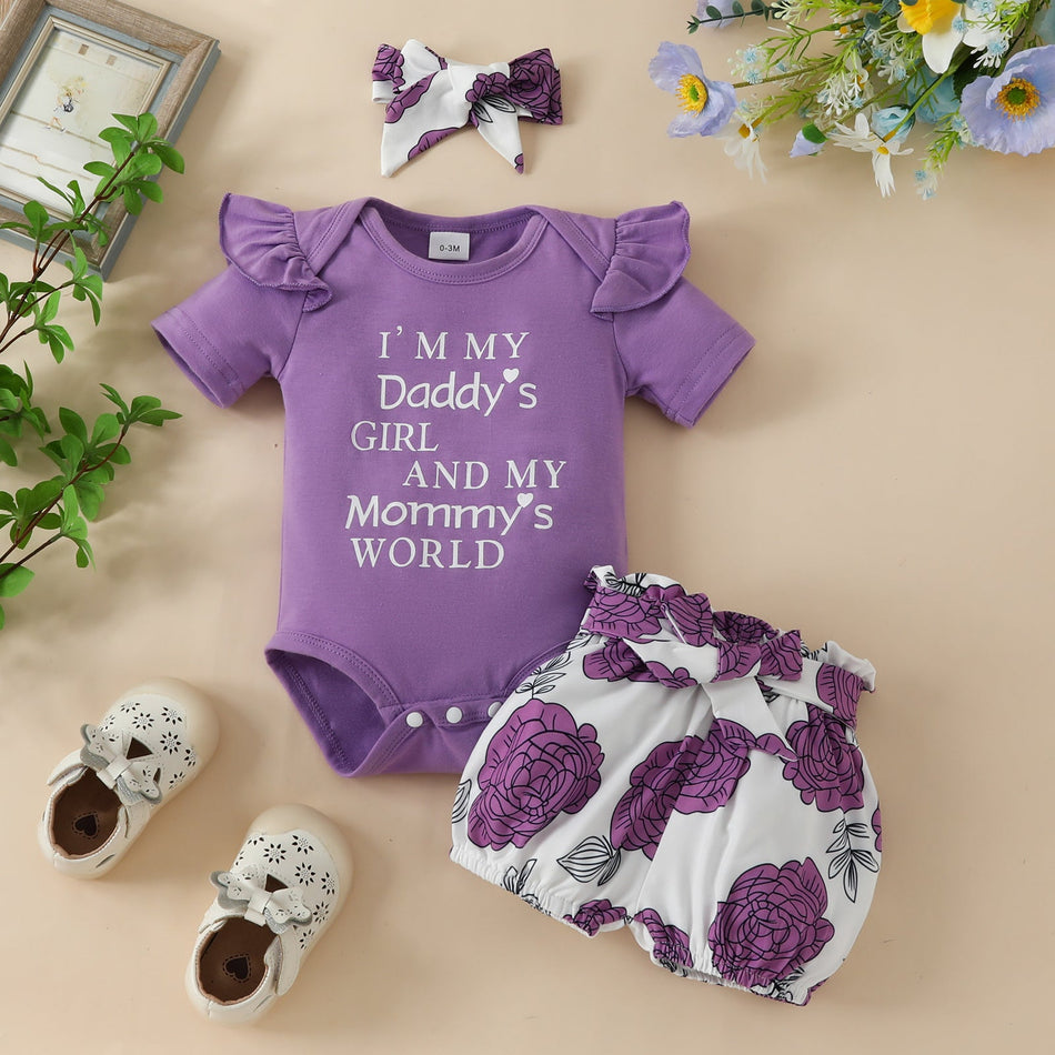 Baby Girl Summer Set | Alphabet Top & Floral Shorts