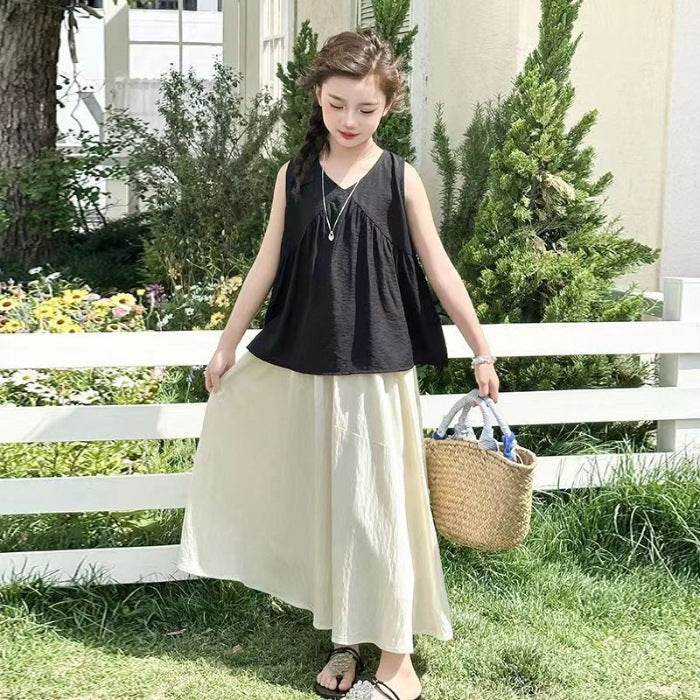 Girls V-Neck Fairy Skirt Two-Piece Summer Set – Baby & Children's Outfits – Image 6