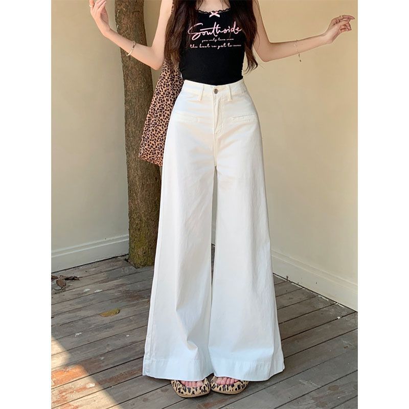 Women’s White Wide-Leg High-Waist Jeans