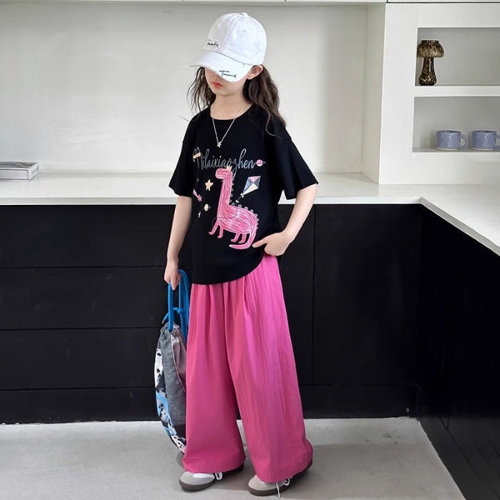 Girls Cartoon Pants Summer Two-Piece Set – Baby & Children's Outfits – Image 6