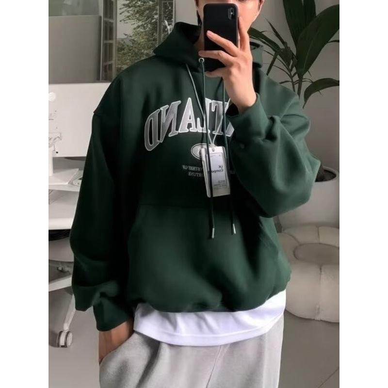 Men’s Korean-Style Fleece Hooded Pullover Hoodie
