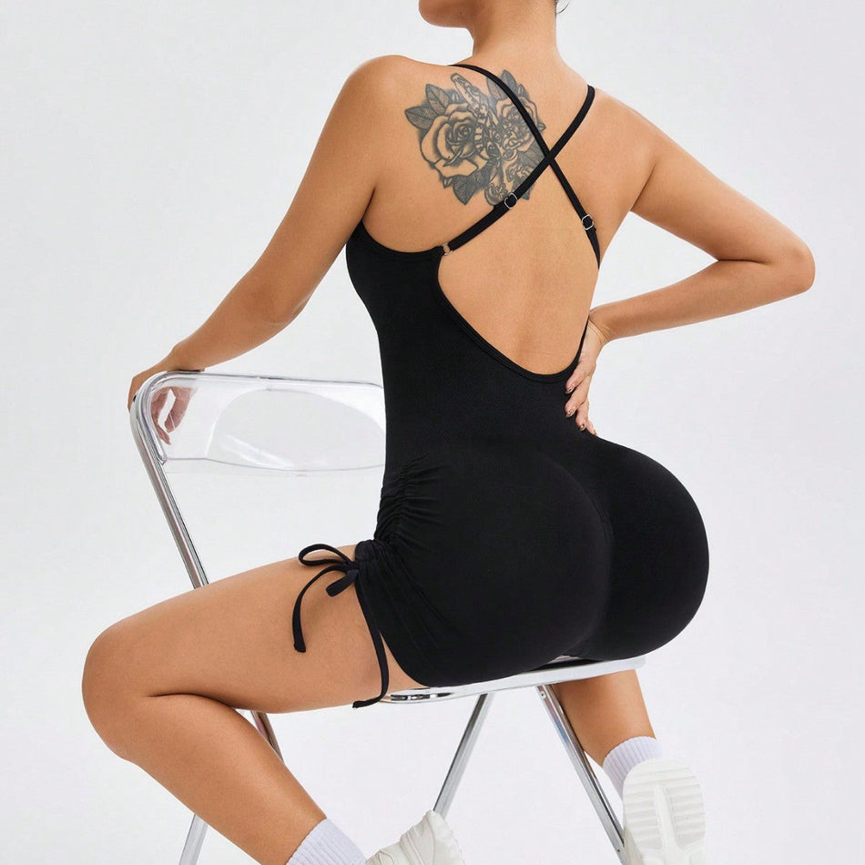Zipper Long Sleeve One-Piece Yoga Jumpsuit – Elegant & Stretchy