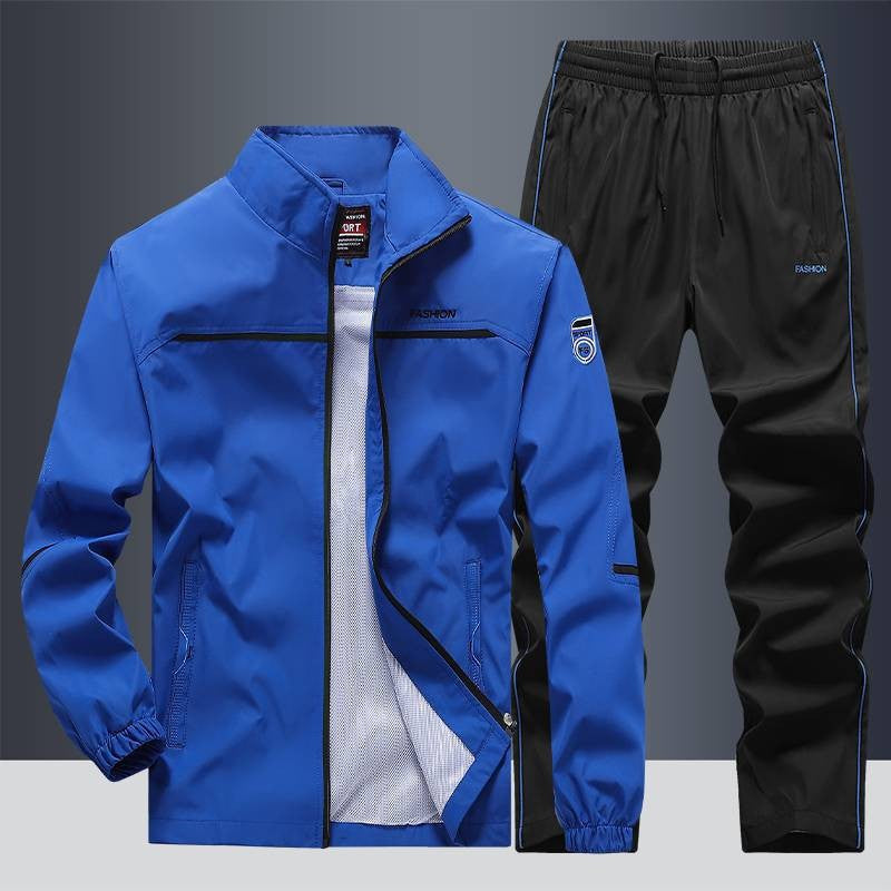 Men’s Spring-Autumn Loose Sports Suit Large-Size Lapel Set