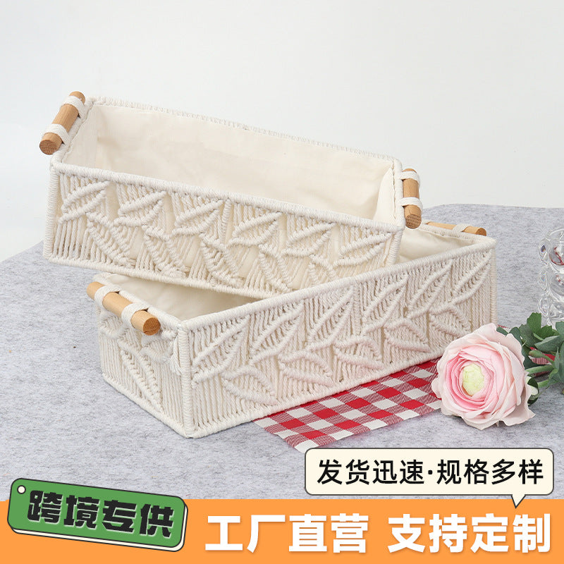 Hand-Woven Cotton Rope Storage Basket for Home and Hotel