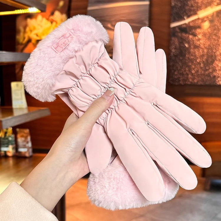 Touch Screen Winter Cycling Gloves for Women Warm Windproof