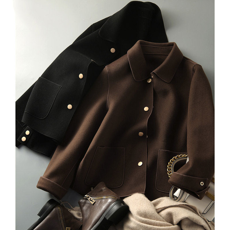 Women’s Wool Short Coat Korean Style Lapel Jacket