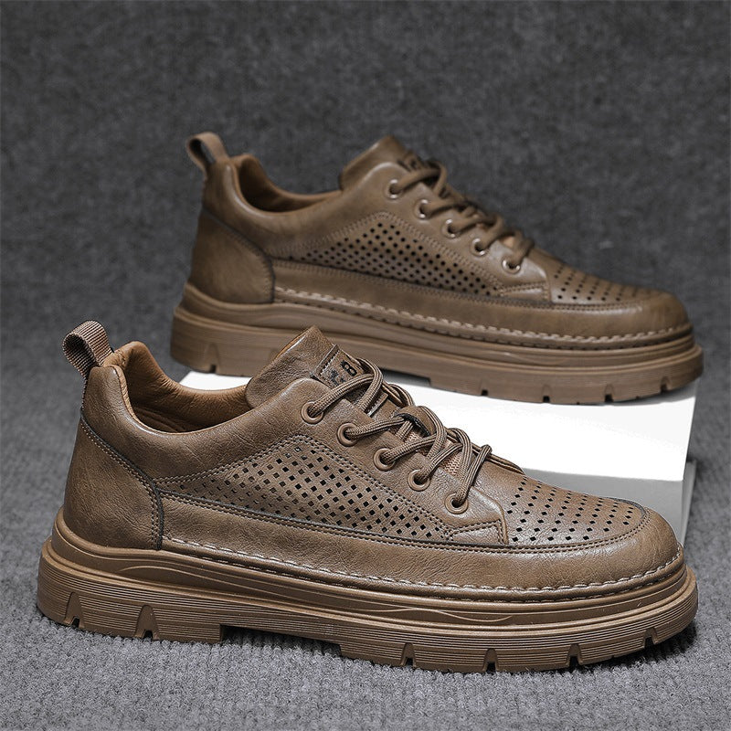 STOCK-Men's Summer Hollow Leather Boots