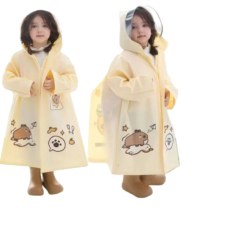 Kids EVA Cartoon Raincoat | School Bag Friendly Poncho