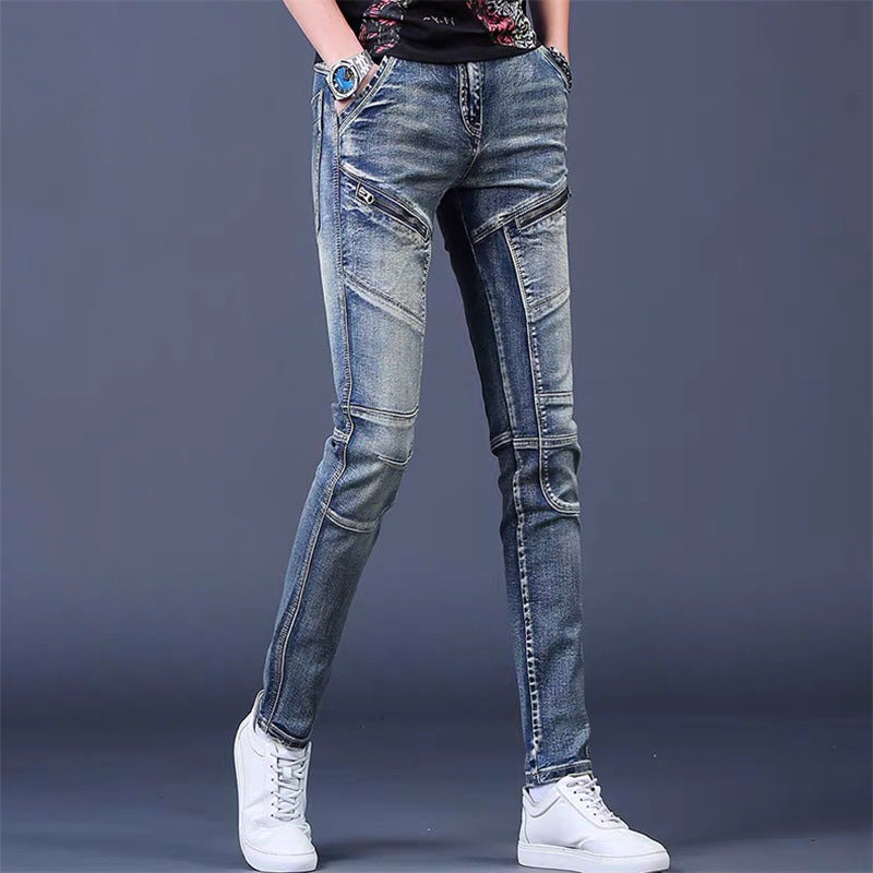 Men’s Slim-Fit Vintage Jeans – Trendy Spring Autumn Pants