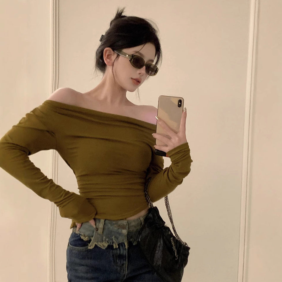 Asymmetrical Off-Shoulder Thermal Base Top