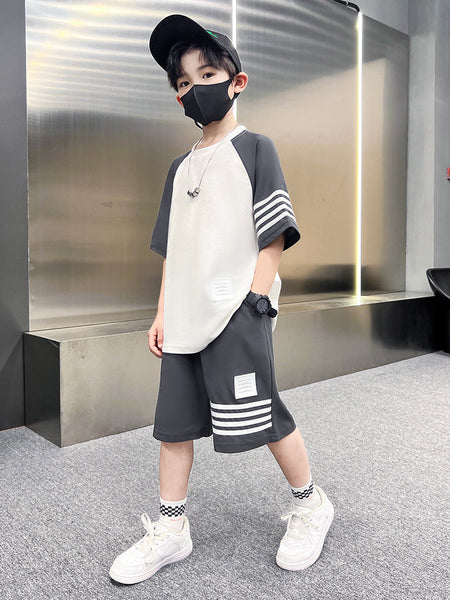 Boys 2024 Summer Short-Sleeved Sports Two-Piece Set – Summer Kids Fashion Nepal | Tudoholic