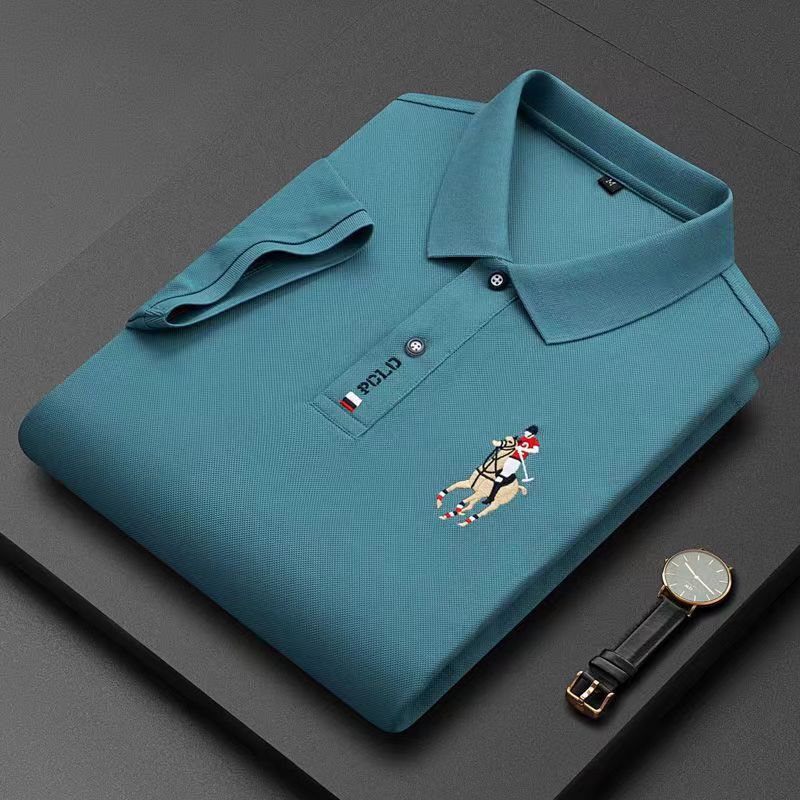 STOCK-Ice Silk Embroidered Polo – Men's Summer Casual T-Shirt