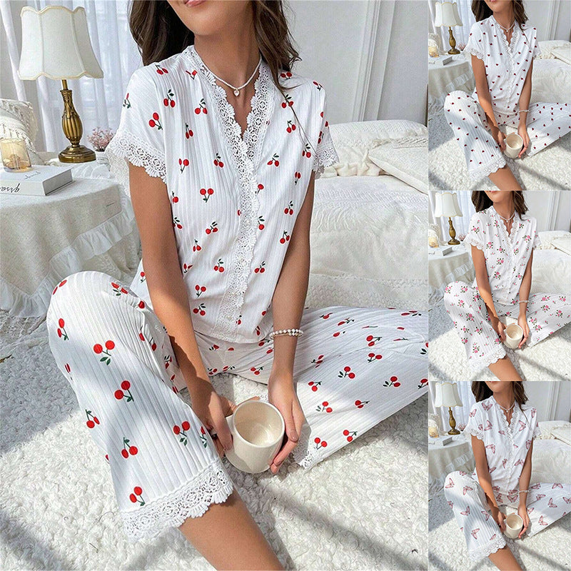 STOCK-Women’s Cherry Print Pajama Set