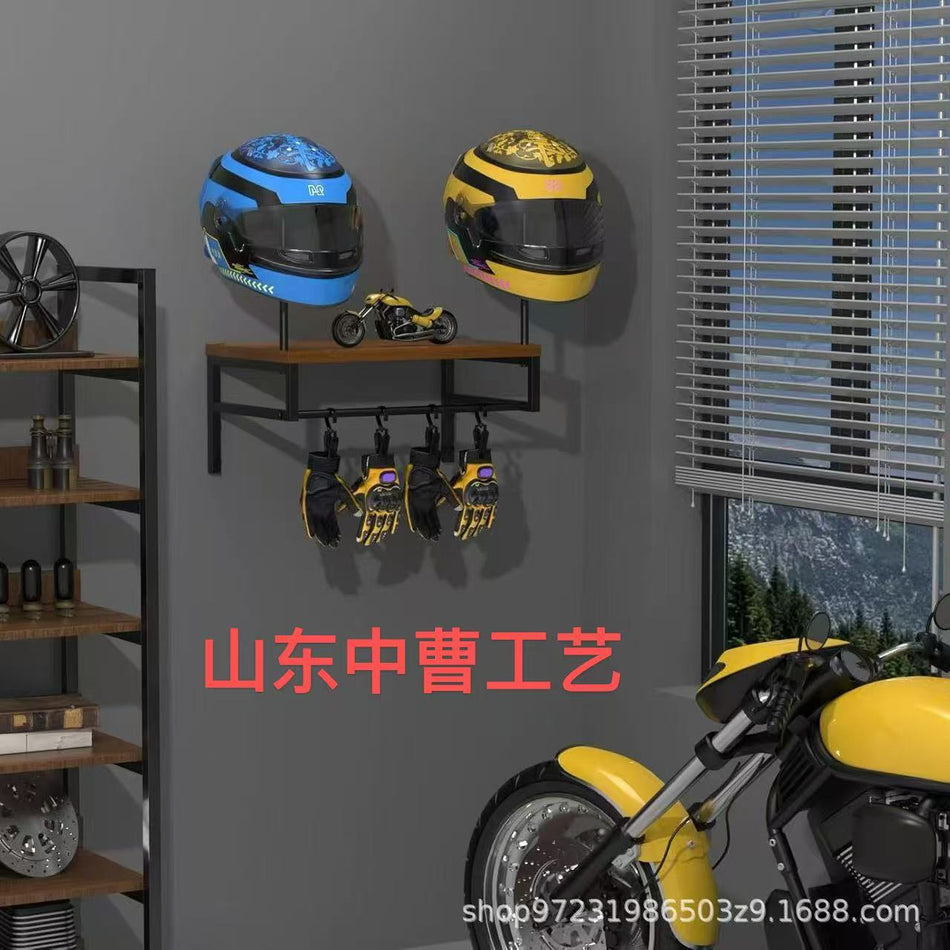 INSTOCK-Wooden Wall-Mount Helmet Hanger for Bikers