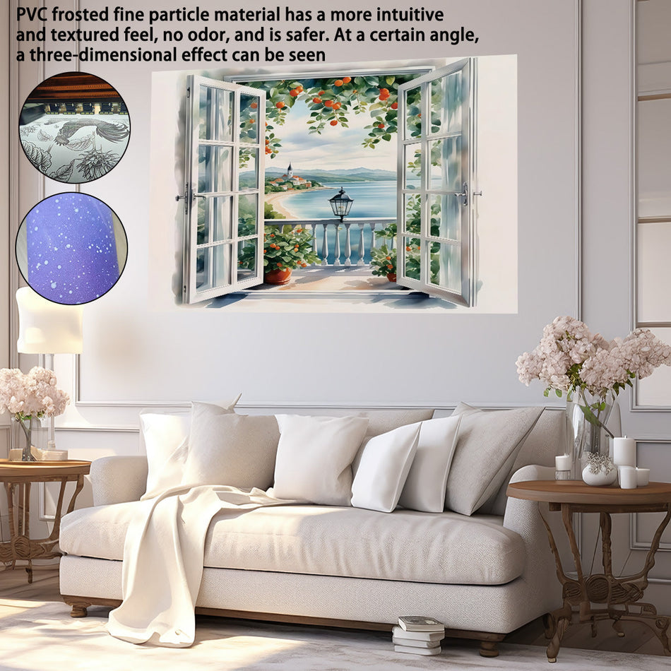 Fake Window Wall Stickers – Flower Decorative Wallpaper 🌸