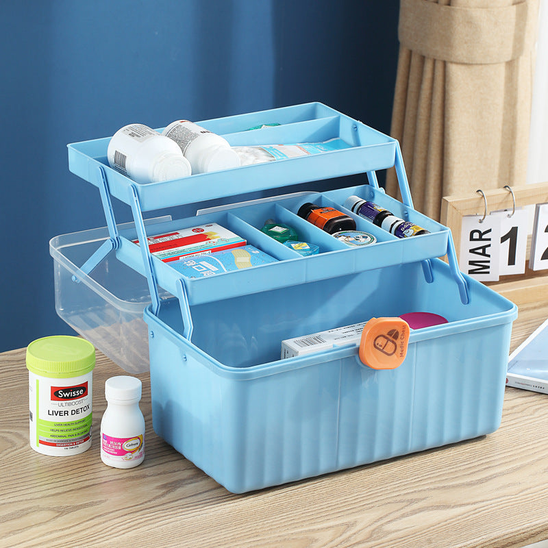 Foldable 3-Layer Portable Large Medicine Box