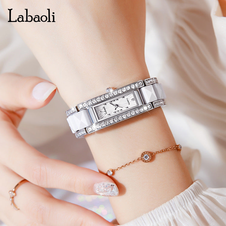 Diamond Ceramic Small Square Women’s Watch