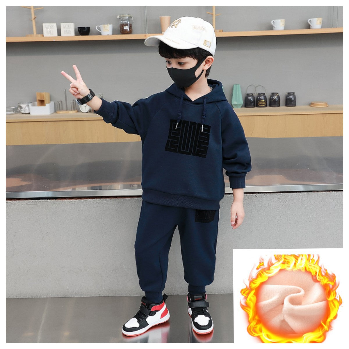 Boys’ Autumn 2025 Hooded Sweatshirt Two-Piece Set – Spring Autumn Kids Fashion Nepal | Tudoholic