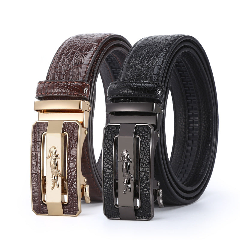 Crocodile Texture Belt – Auto Buckle Casual Men’s