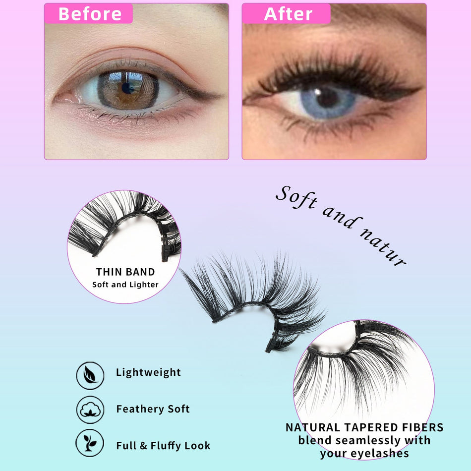 5D Fox Half-Eye False Eyelashes – Thick & Fluffy, 5 Pairs