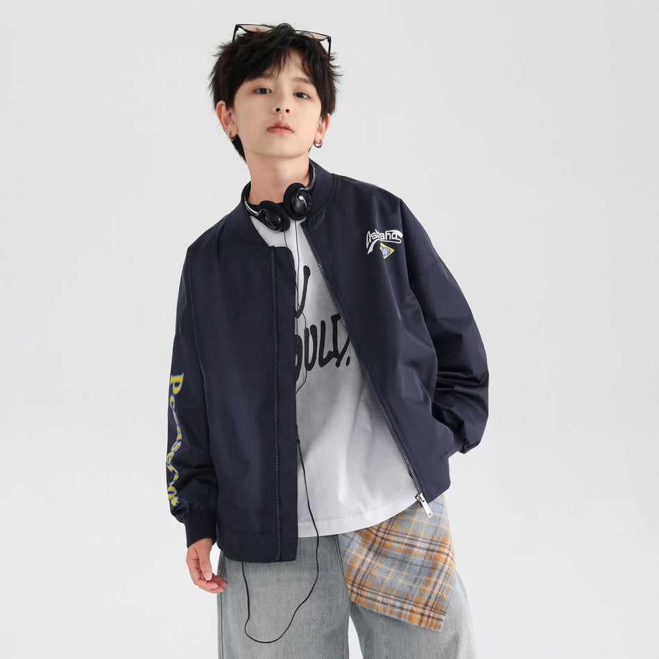 Boys Aviator Baseball Jacket Kids Outdoor Sports Coat