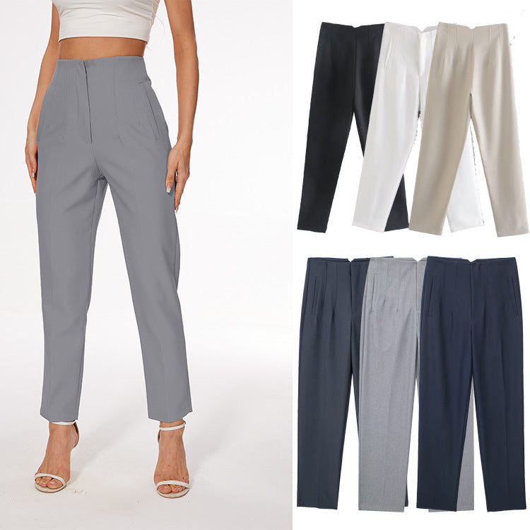 High-Waist Casual Trousers