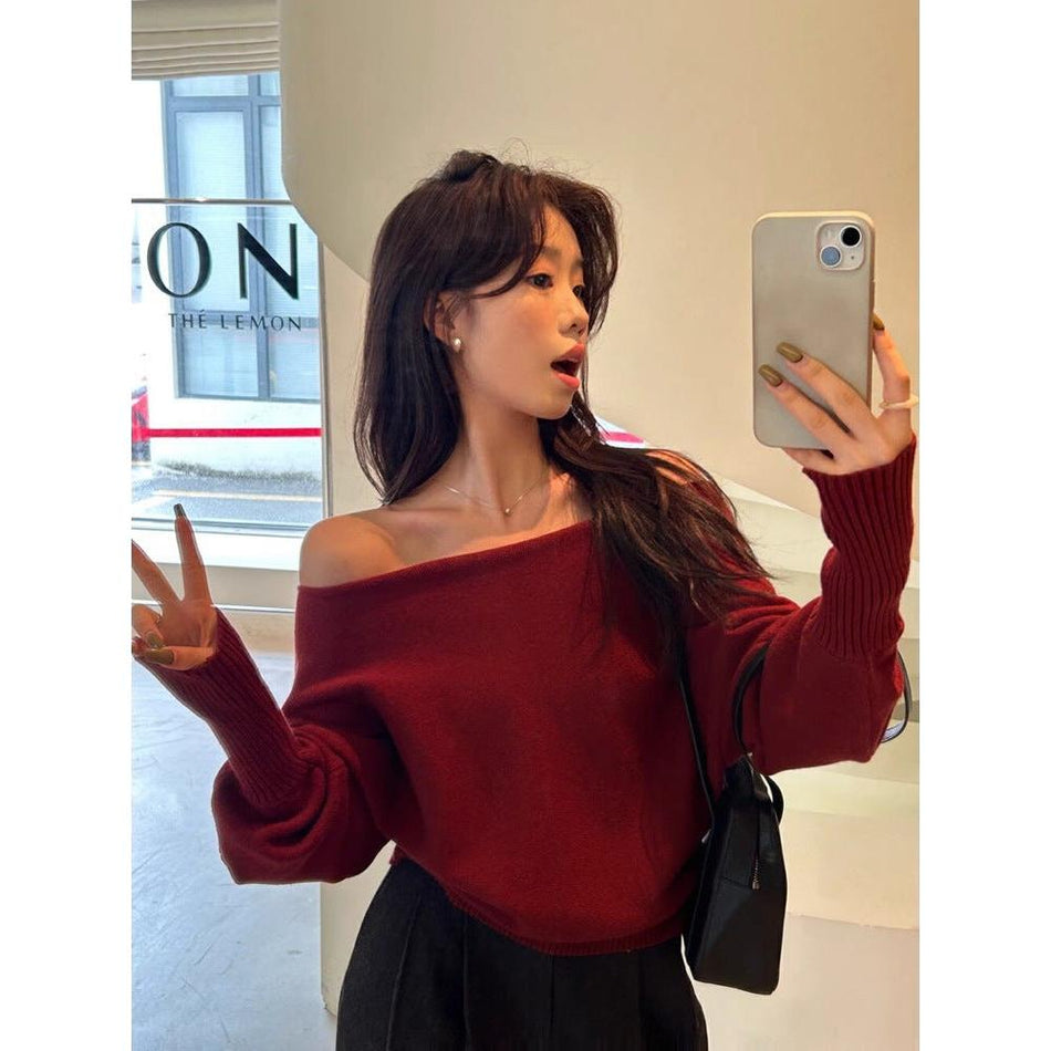 STOCK-One-Shoulder Velvet Knit Inner Top