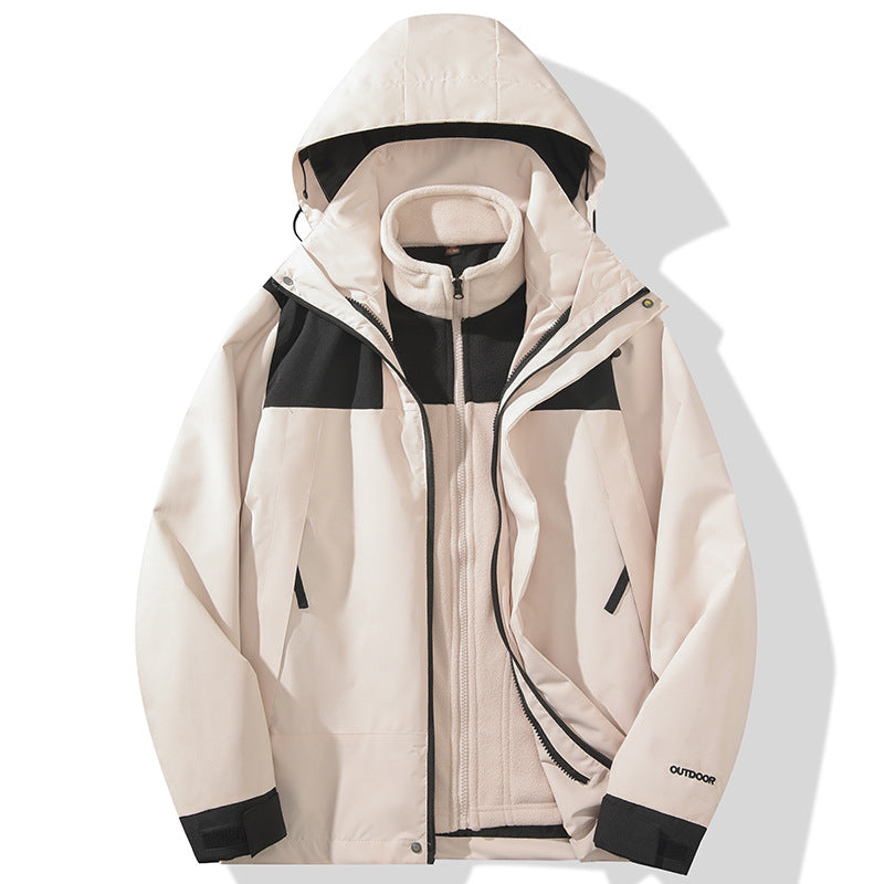 STOCK-Men’s 3-in-1 Detachable Windproof Waterproof Outdoor Jacket