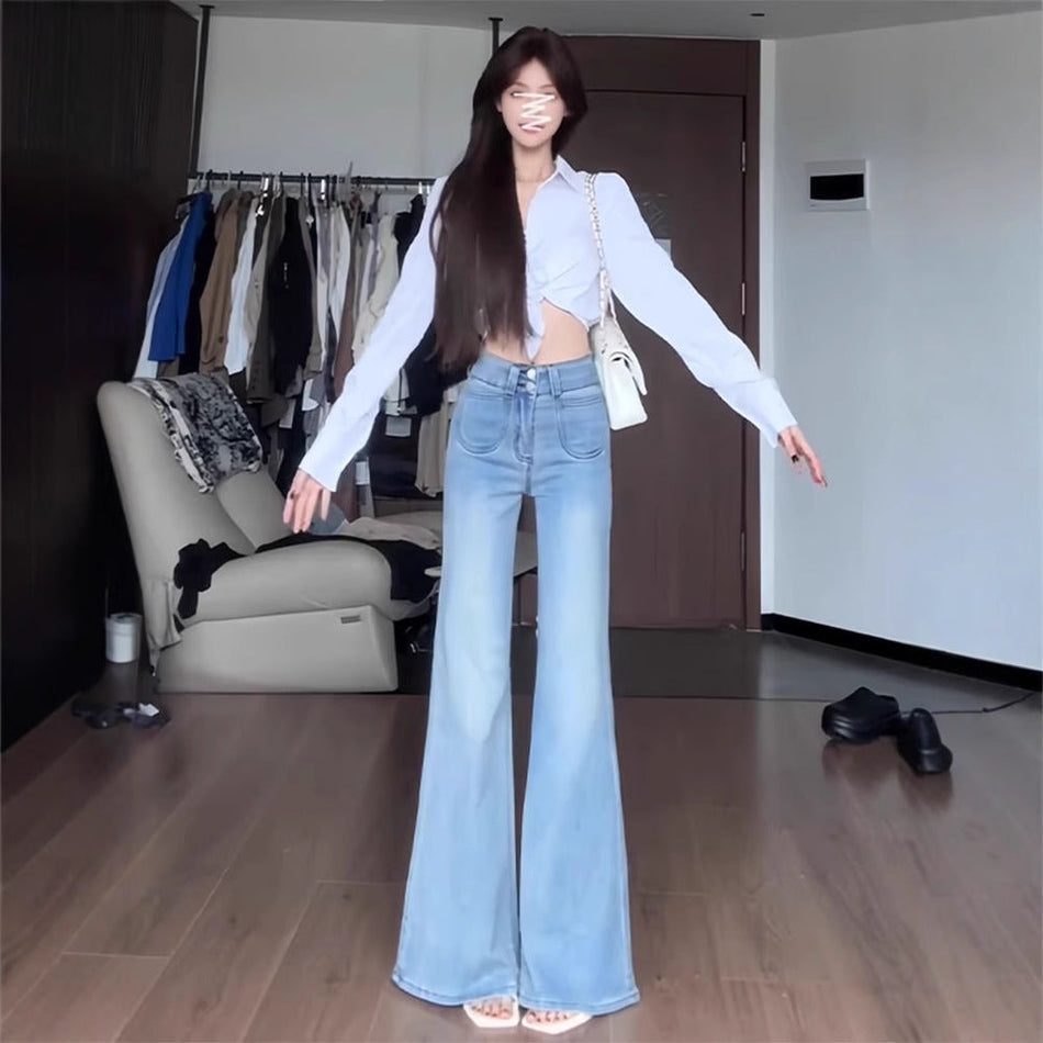 High Waist Washed Micro-La Jeans