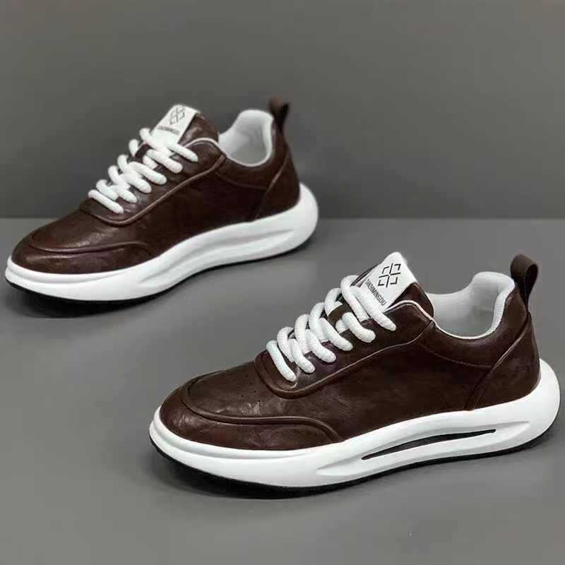 Men's Shoes Spring Thick Sole Non-slip Casual Leather