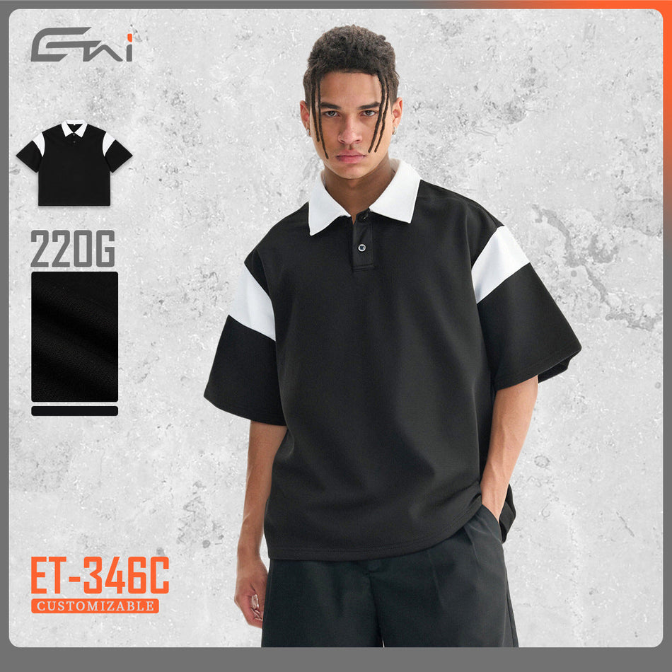 Etai Men's Pure Cotton Boxy Contrast Short-Sleeved Polo
