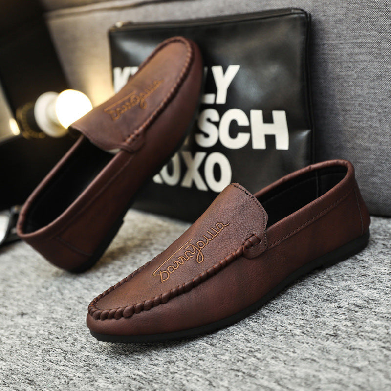 Men’s Summer Leather Loafers – Soft Sole Casual Slip-On Shoes
