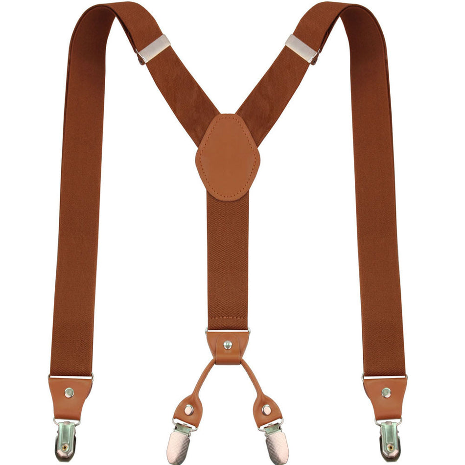 Leather Strap Suspenders – Men’s Wedding & Formal Clip - 2 PC
