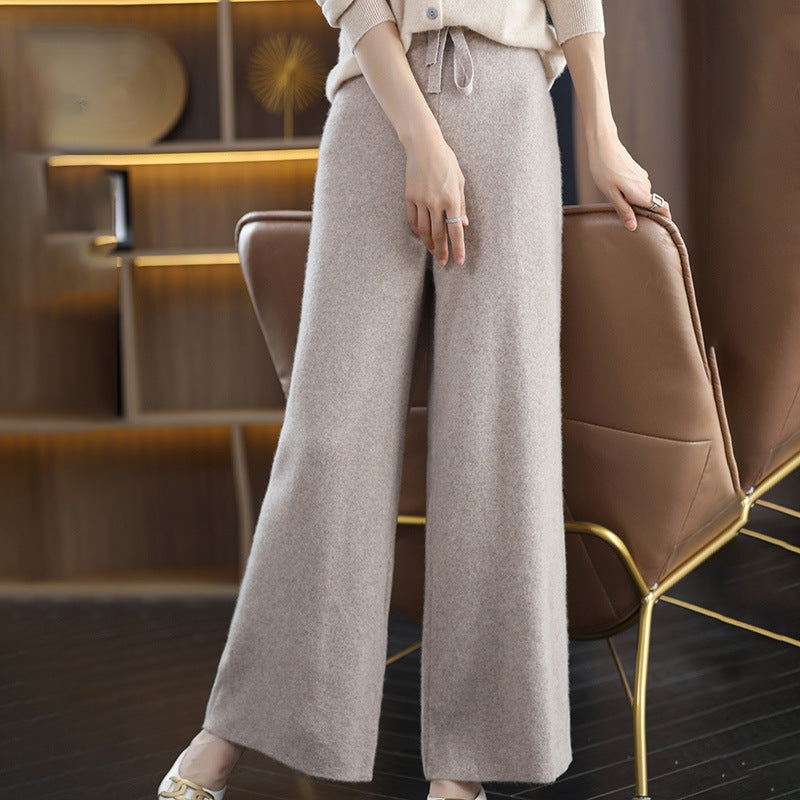 Women's High-Waist Knit Wide-Leg Flared Pants