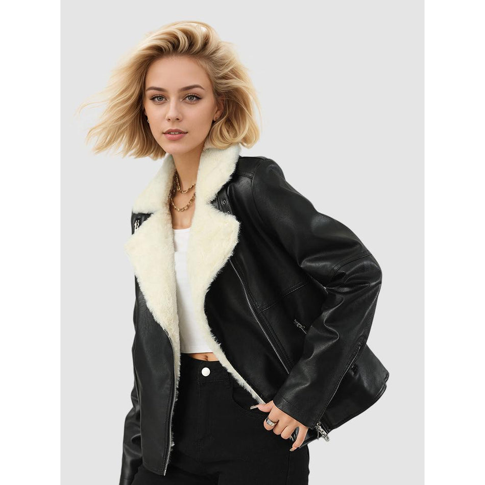 Cross-Border Thickened Fur Large Size Leather Jacket