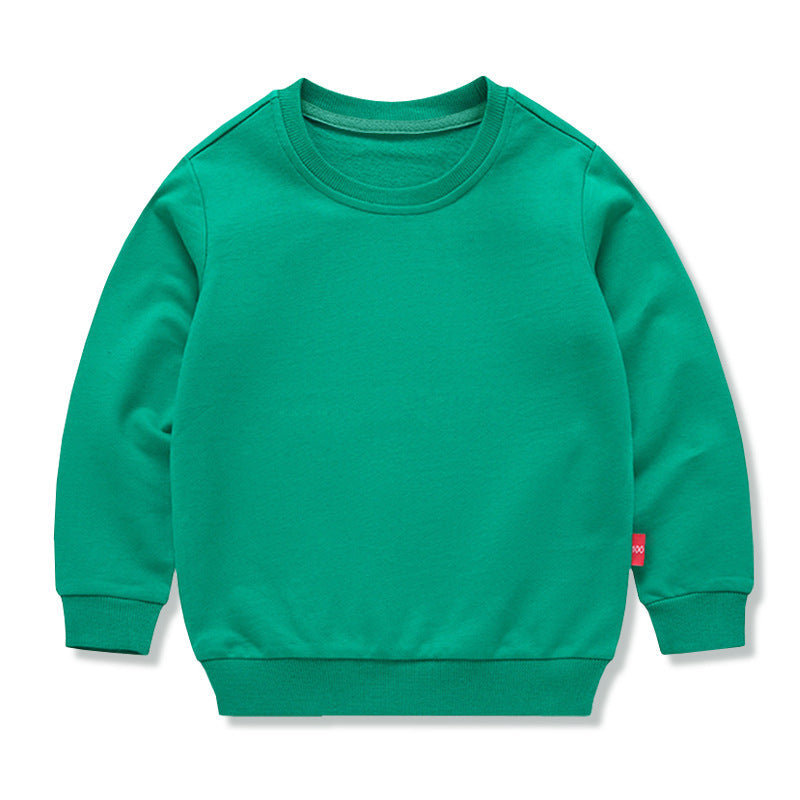 Kids’ Pure Color Cotton Sweatshirt – Long Sleeve Top