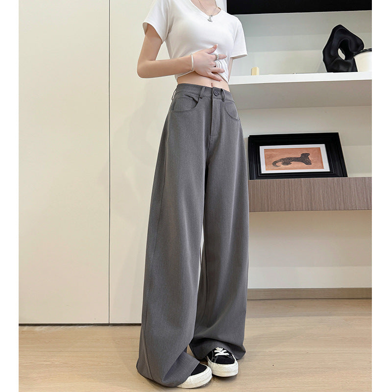 High-Waist Gray Wide-Leg Pants