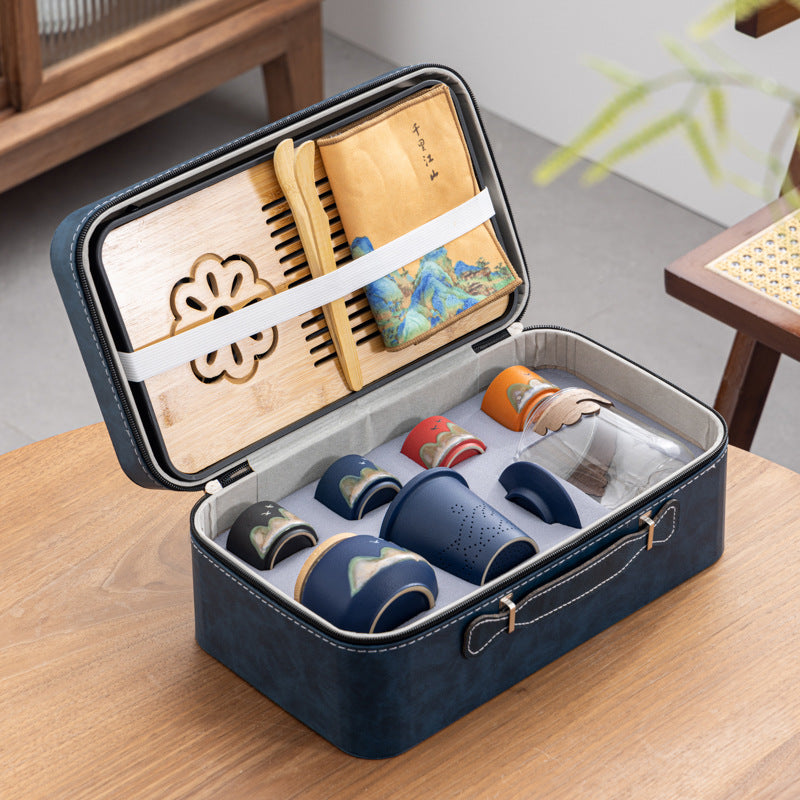 Portable Outdoor Travel Tea Set with Teapot & 4 Cups