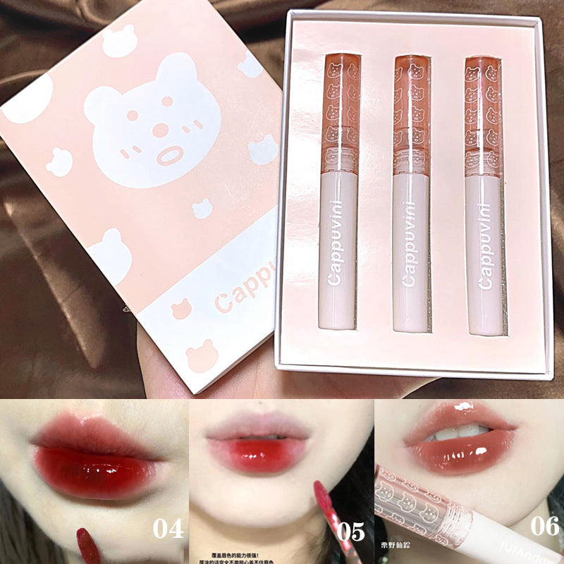 Cappuvini Bubble Bear Milk Tea Lip Glaze Set