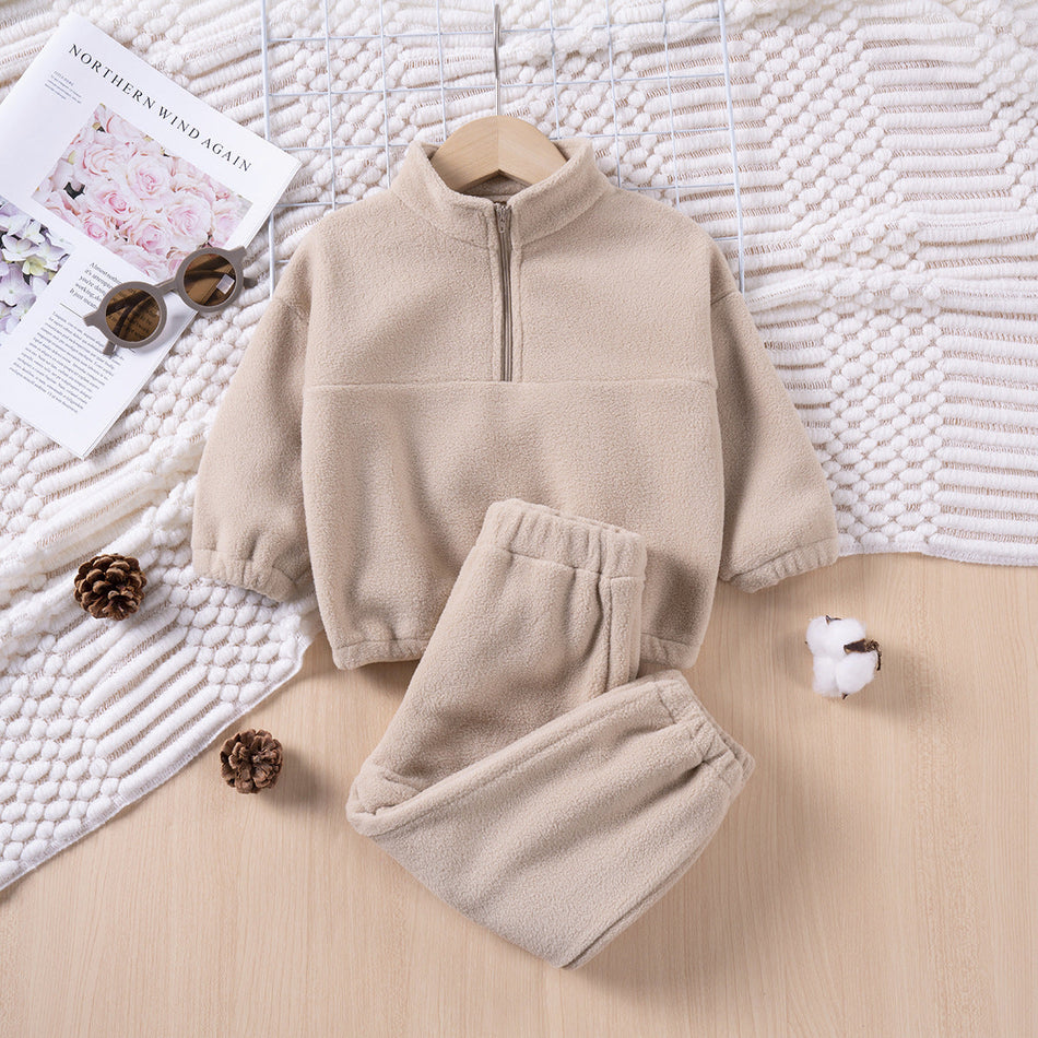 INSTOCK-Kids’ Fleece Suit 2025 Autumn Winter Warm Set
