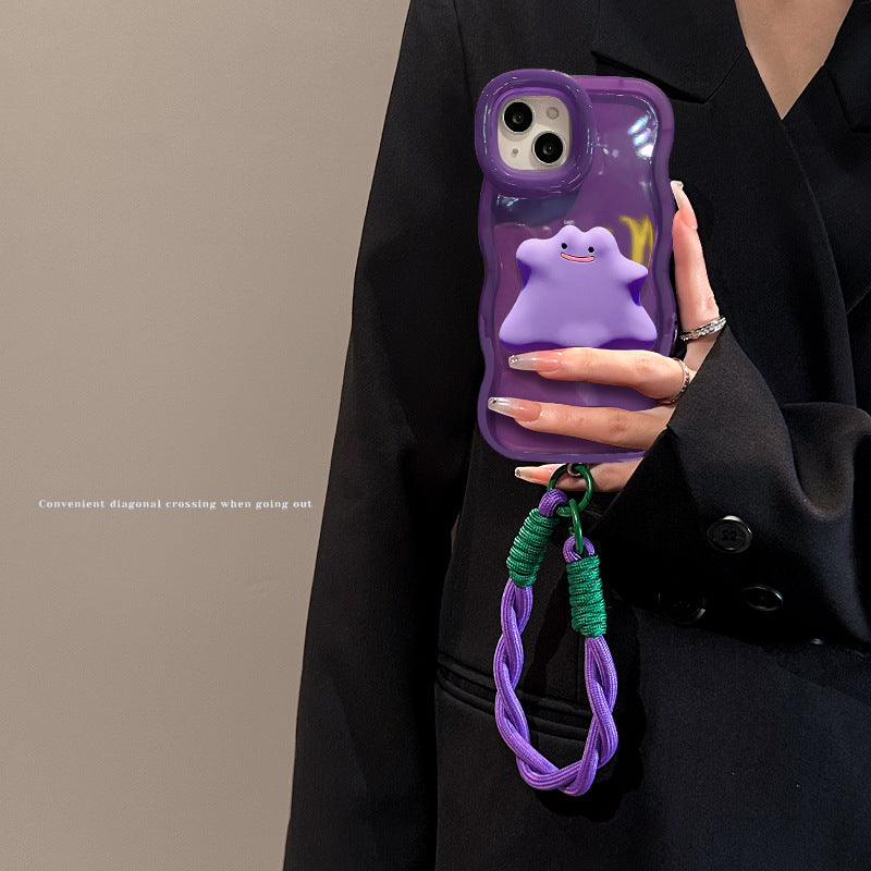 iPhone 16/15/14 Case with Cute Monster & Lanyard
