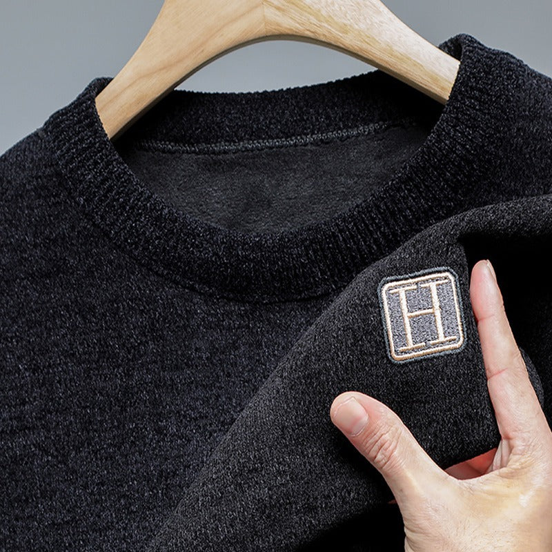 Men’s Thickened Velvet Chenille Knit Pullover