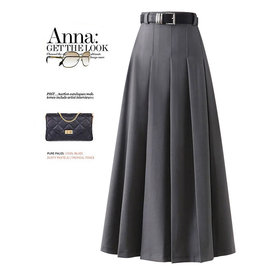STOCK-Ins-Style High Waist Pleated Midi Skirt