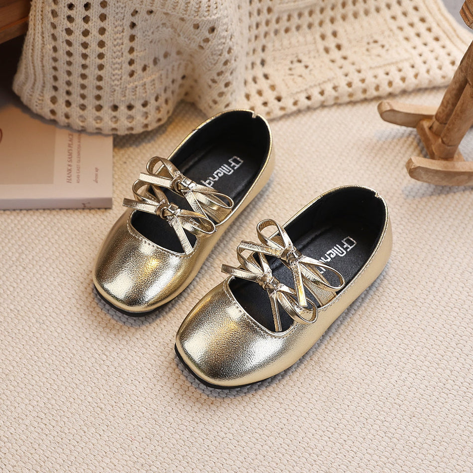Girls Bow Princess Patent Leather Dress Shoes Elegant Style