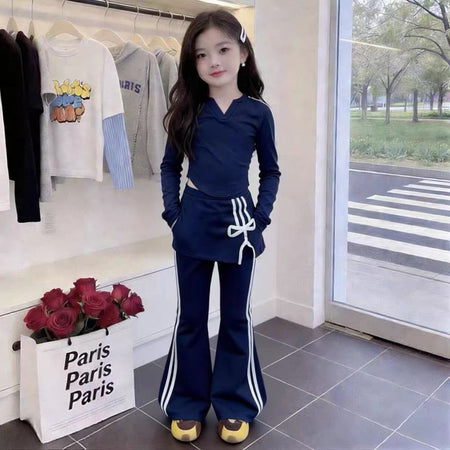 Girls Flared Pants Bow Two-Piece Set Summer 2026 – Playful Kids Outfit Nepal | Tudoholic