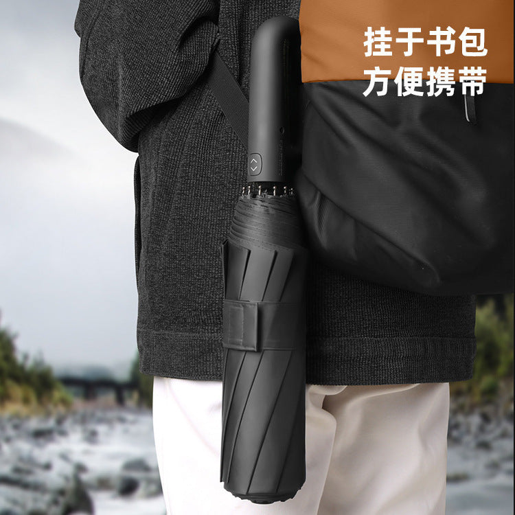 Automatic 10-Rib Umbrella with Ring Buckle & UV Protection