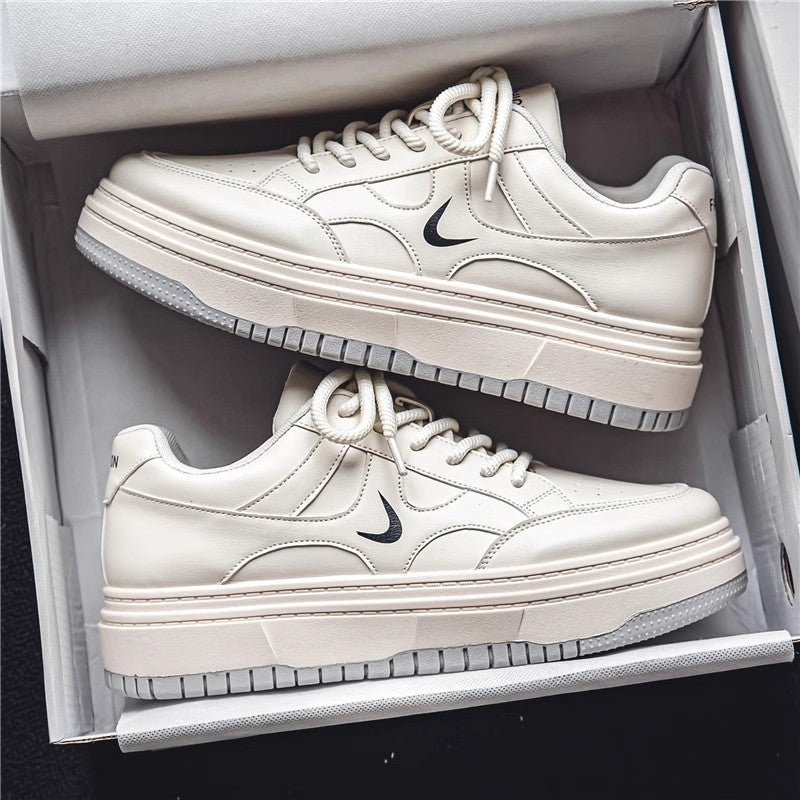 STOCK-Men’s White Korean Fashion Sneakers – 2025