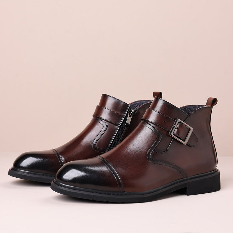 Men’s Genuine Leather Chelsea Boots British Style Motorcycle