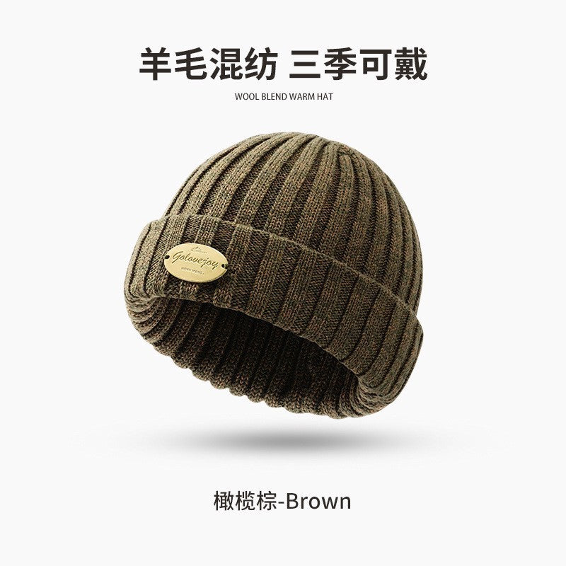 Men’s Winter Knitted Cotton Wool Hat – Warm Outdoor Beanie with