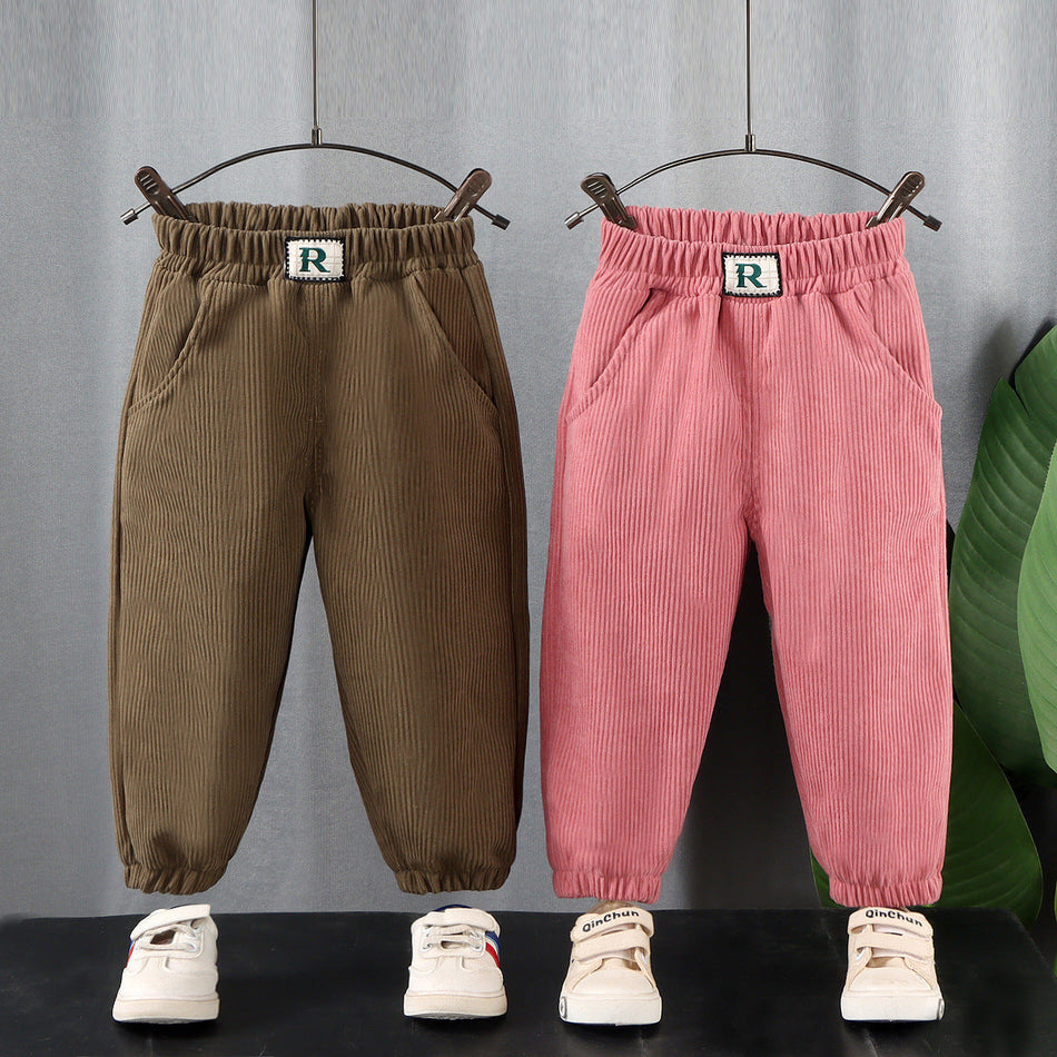 Kids' Cartoon Striped Corduroy Pants Spring Autumn Casual